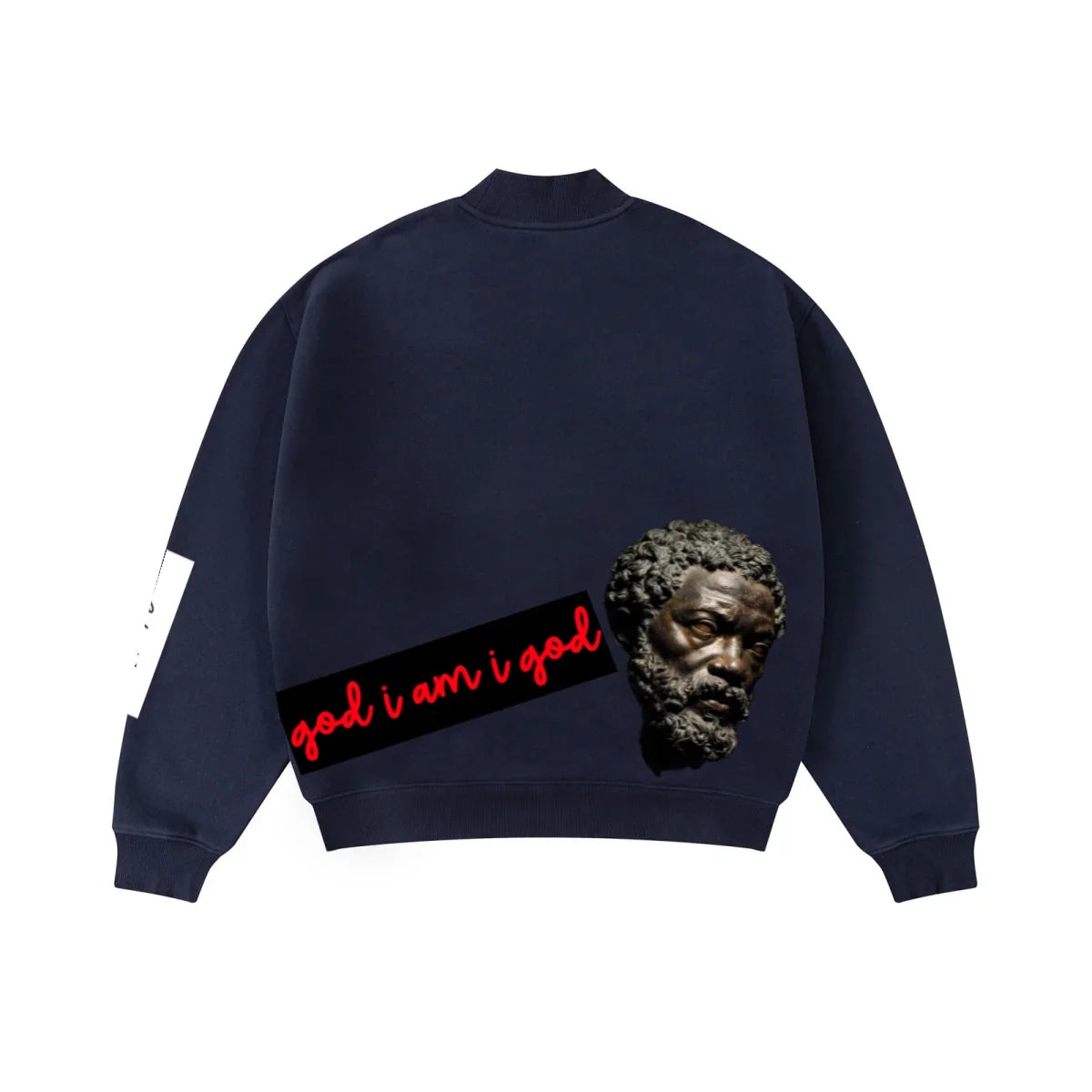 345GSM Men's Relaxed-Fit Fleece-Lined Mock-Neck Sweatshirt Midnight Blue