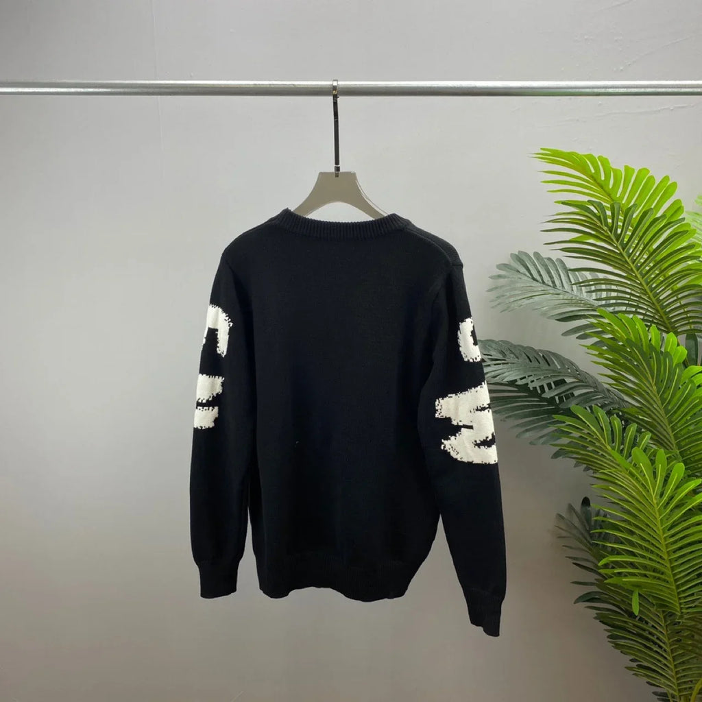 Que Long Sleeve Wool Sweater Letter Print