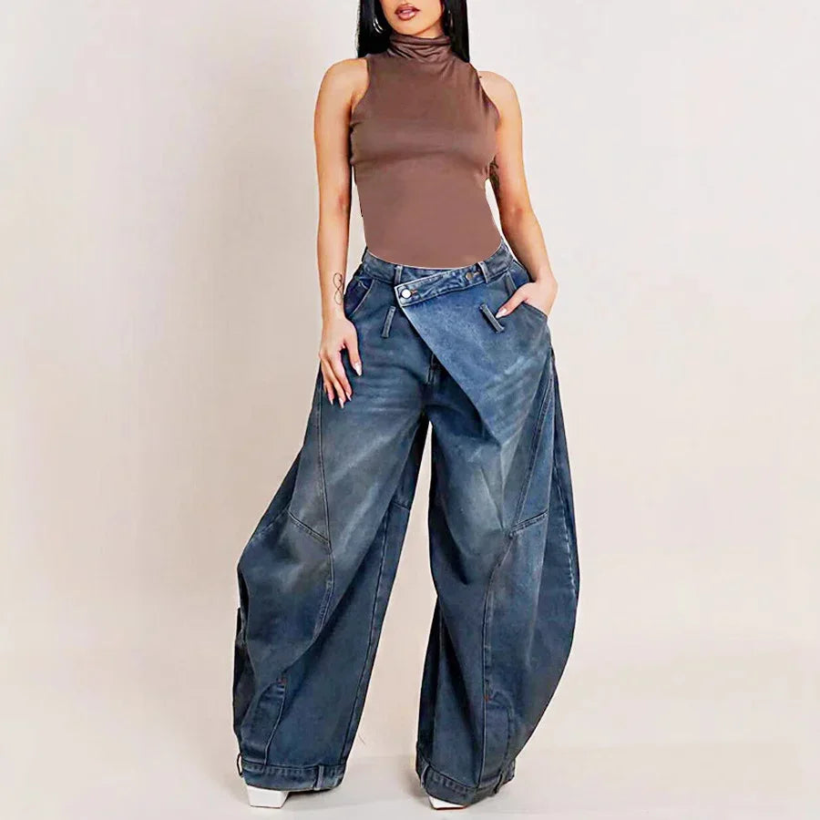 Retro Distressed Washed Jeans