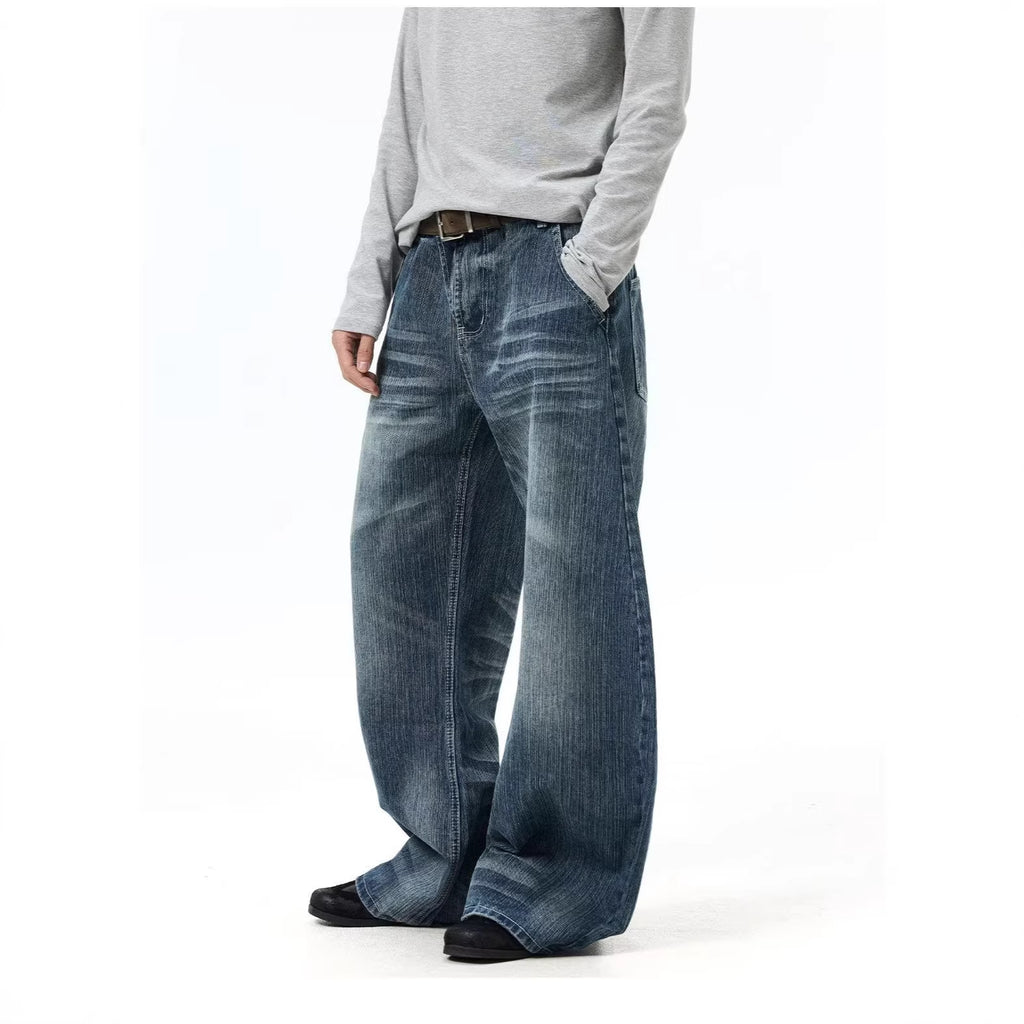 Cat Eye Denim Pants Washed Distressed