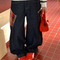 American high street washed loose straight leg pants