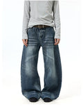 Cat Eye Denim Pants Washed Distressed