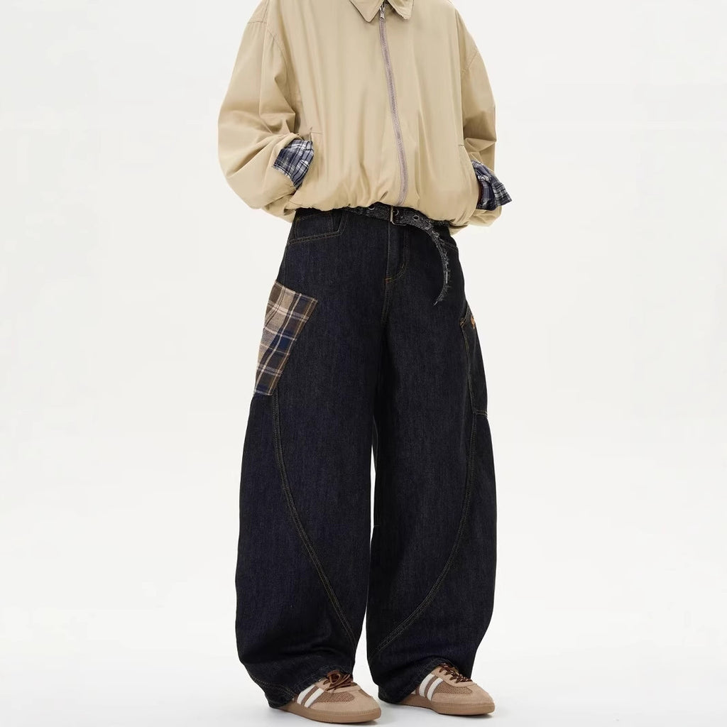 American high street washed loose straight leg pants