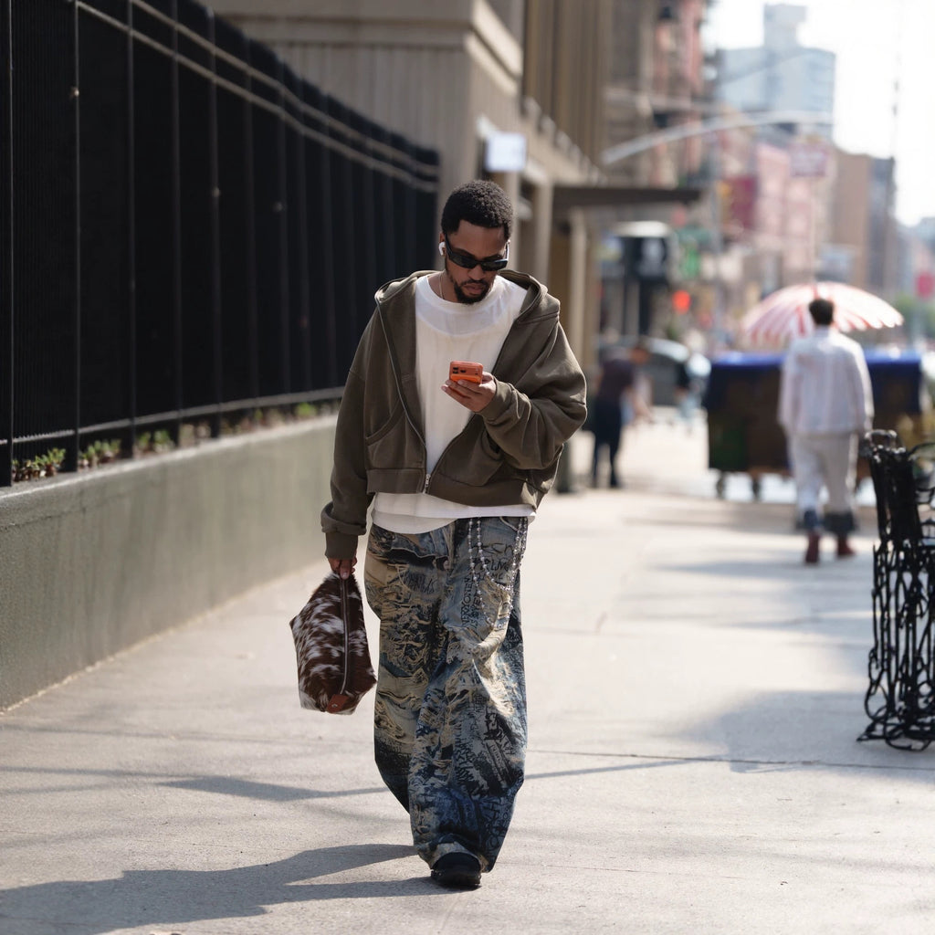 Streetwear Graffiti Distressed Jeans for Men