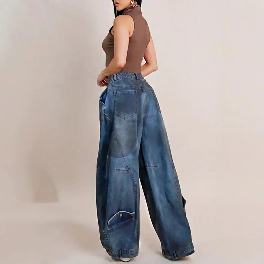 Retro Distressed Washed Jeans