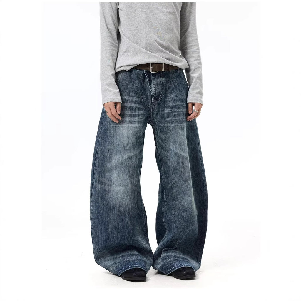Cat Eye Denim Pants Washed Distressed