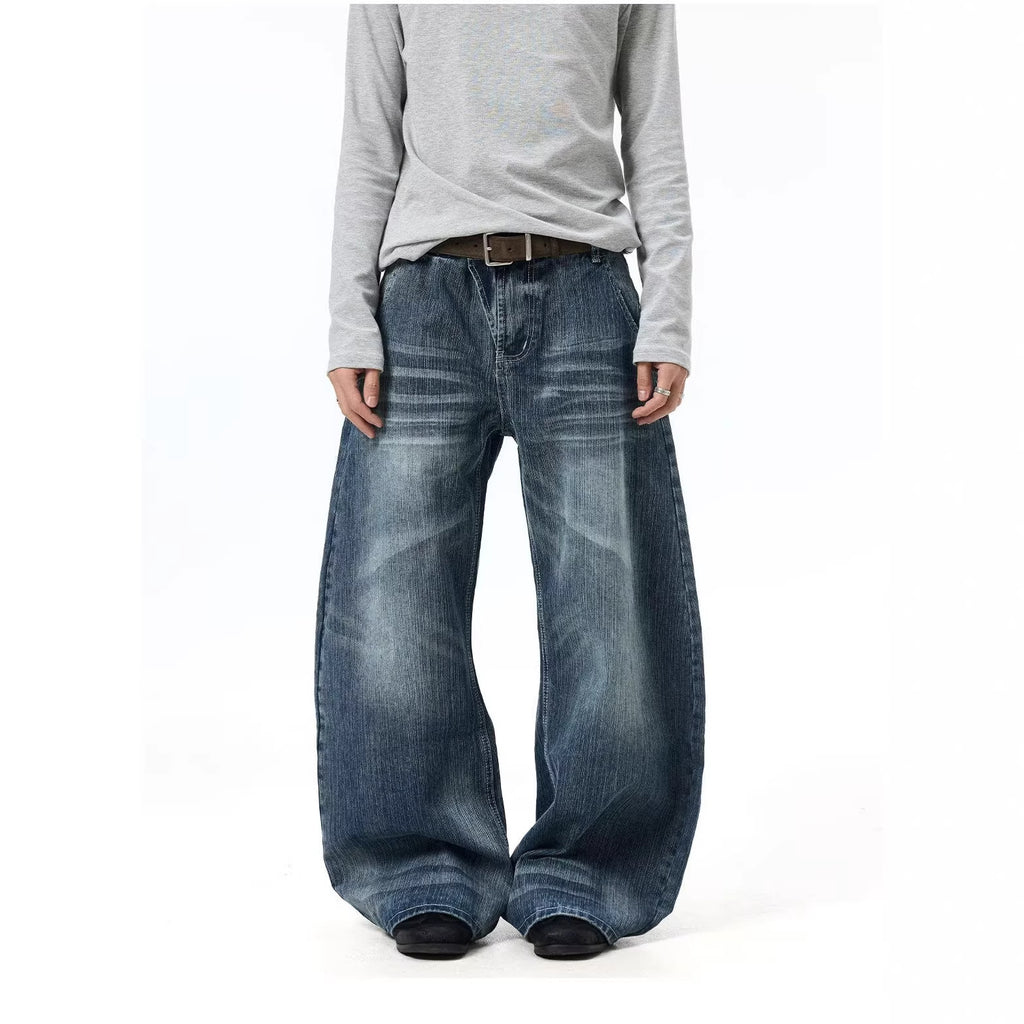Cat Eye Denim Pants Washed Distressed