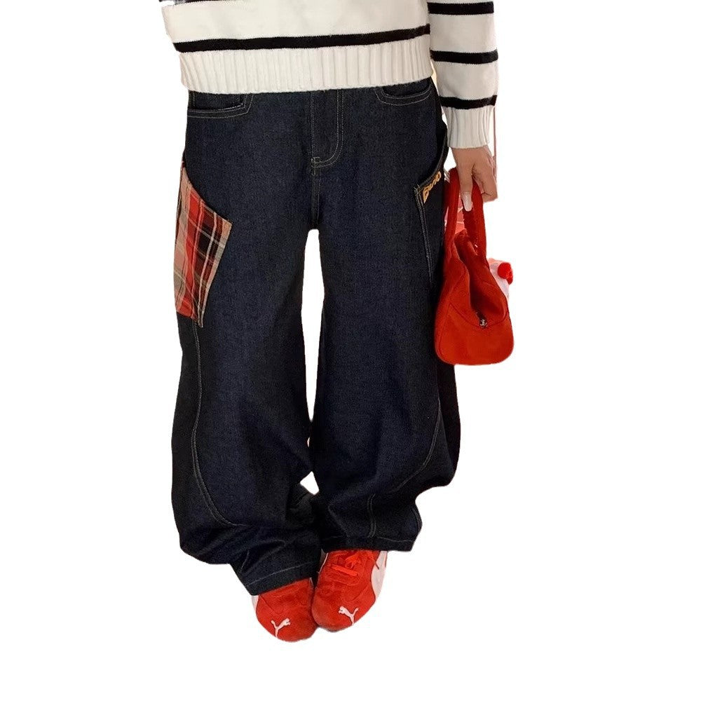 American high street washed loose straight leg pants