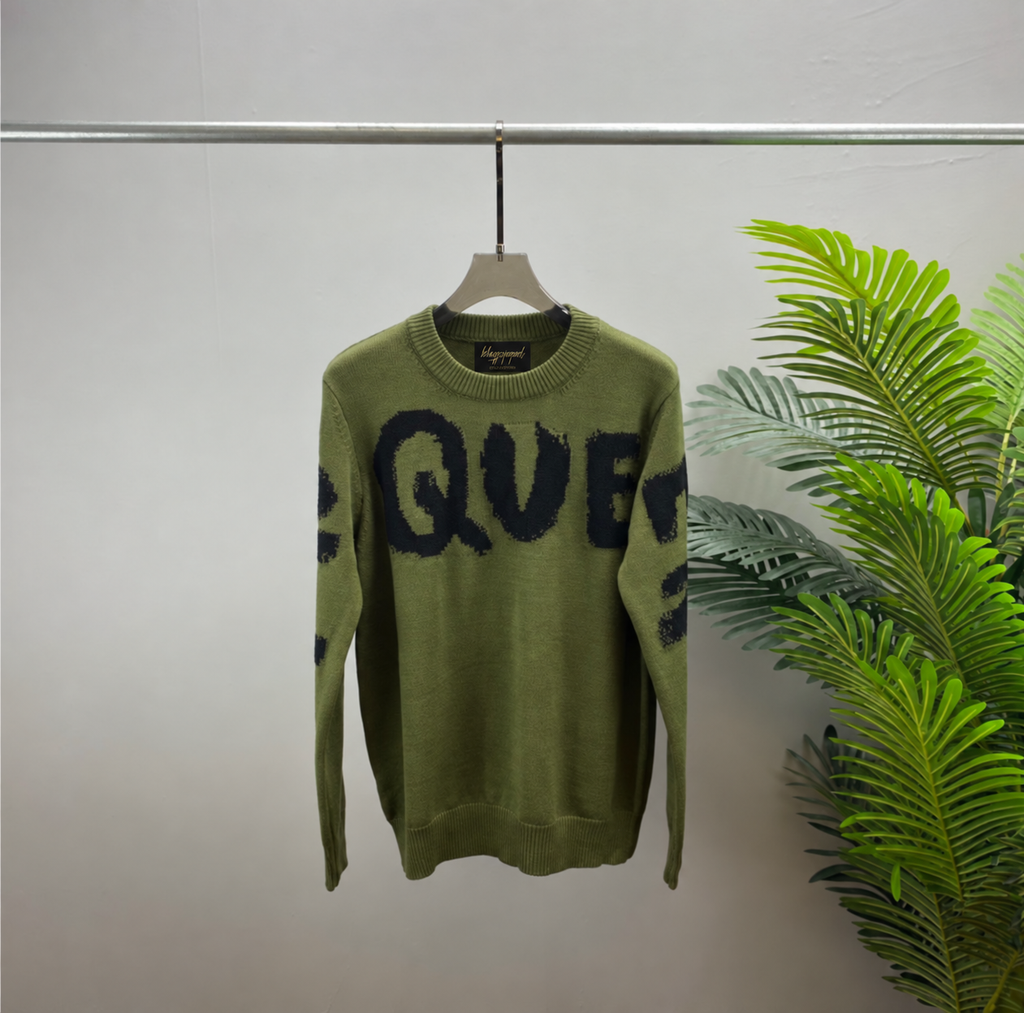 Que Long Sleeve Wool Sweater Letter Print