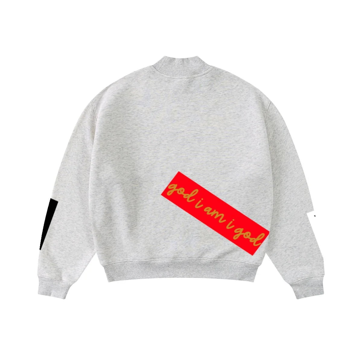 345GSM Men's Relaxed-Fit Fleece-Lined Mock-Neck Sweatshirt Oatmeal Grey