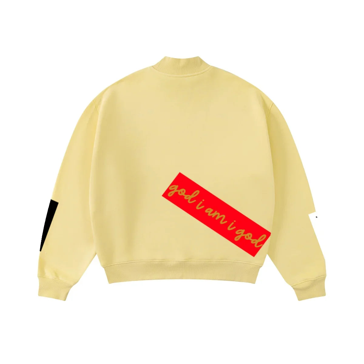 345GSM Men's Relaxed-Fit Fleece-Lined Mock-Neck Sweatshirt Light Yellow