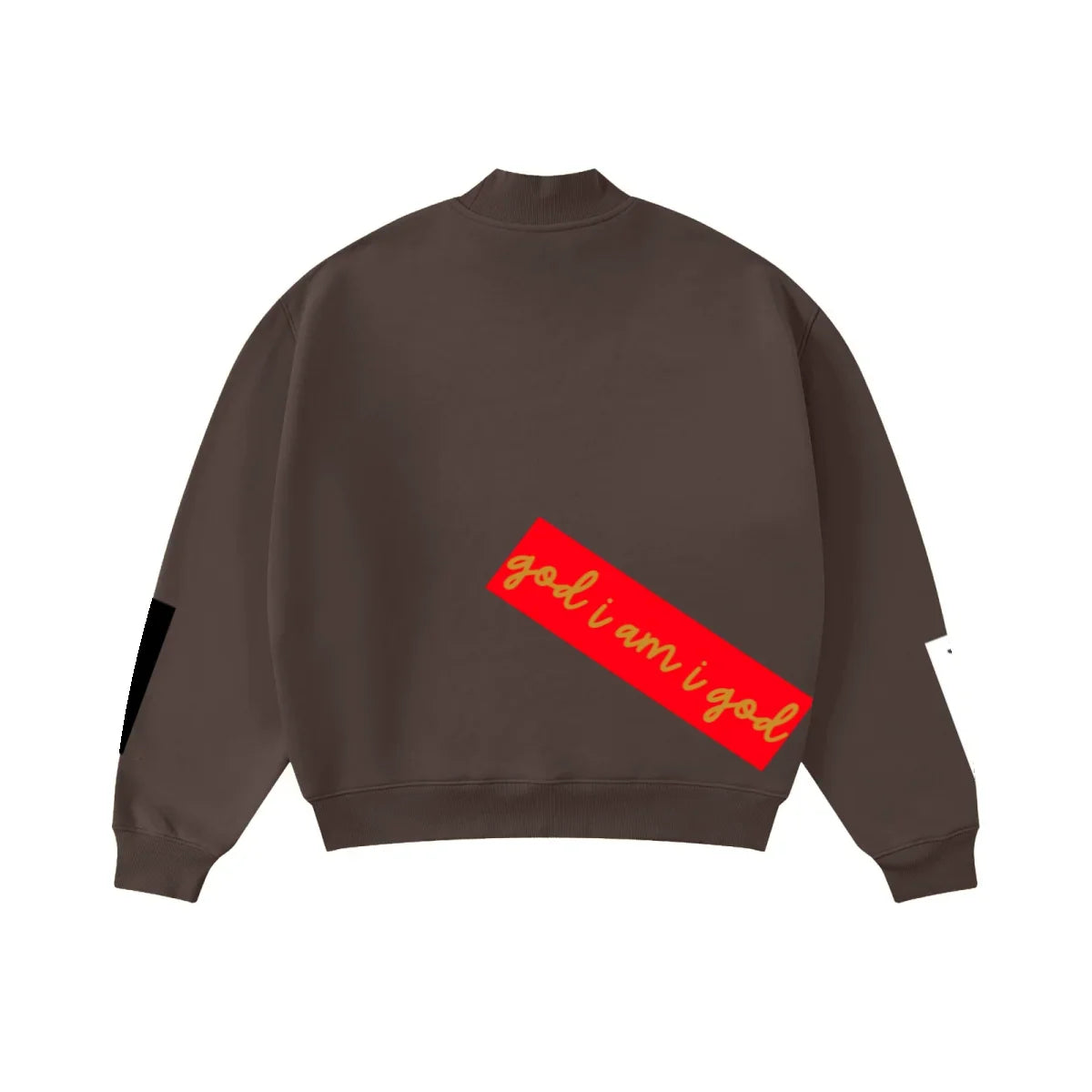 345GSM Men's Relaxed-Fit Fleece-Lined Mock-Neck Sweatshirt Brown