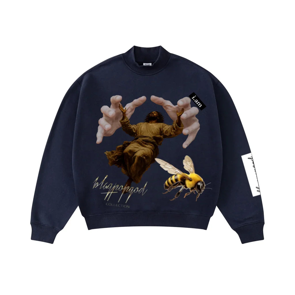Ascension Mock-Neck Sweatshirt — Blue — view 2