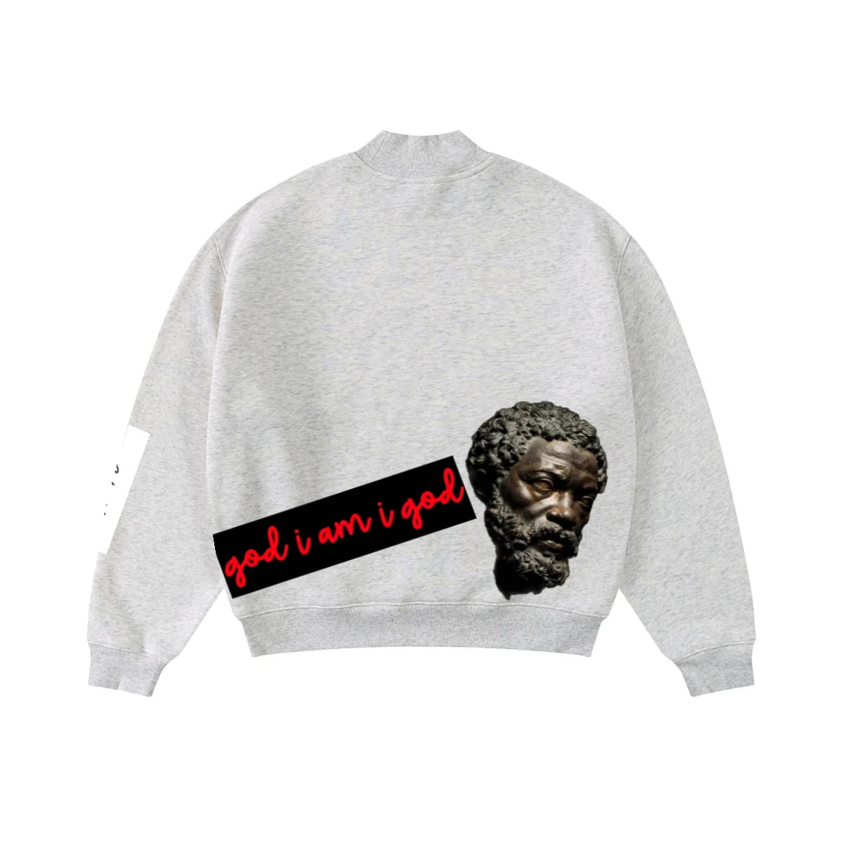345GSM Men's Relaxed-Fit Fleece-Lined Mock-Neck Sweatshirt Oatmeal Grey
