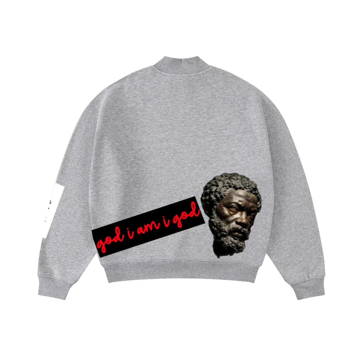 345GSM Men's Relaxed-Fit Fleece-Lined Mock-Neck Sweatshirt Heathered Grey