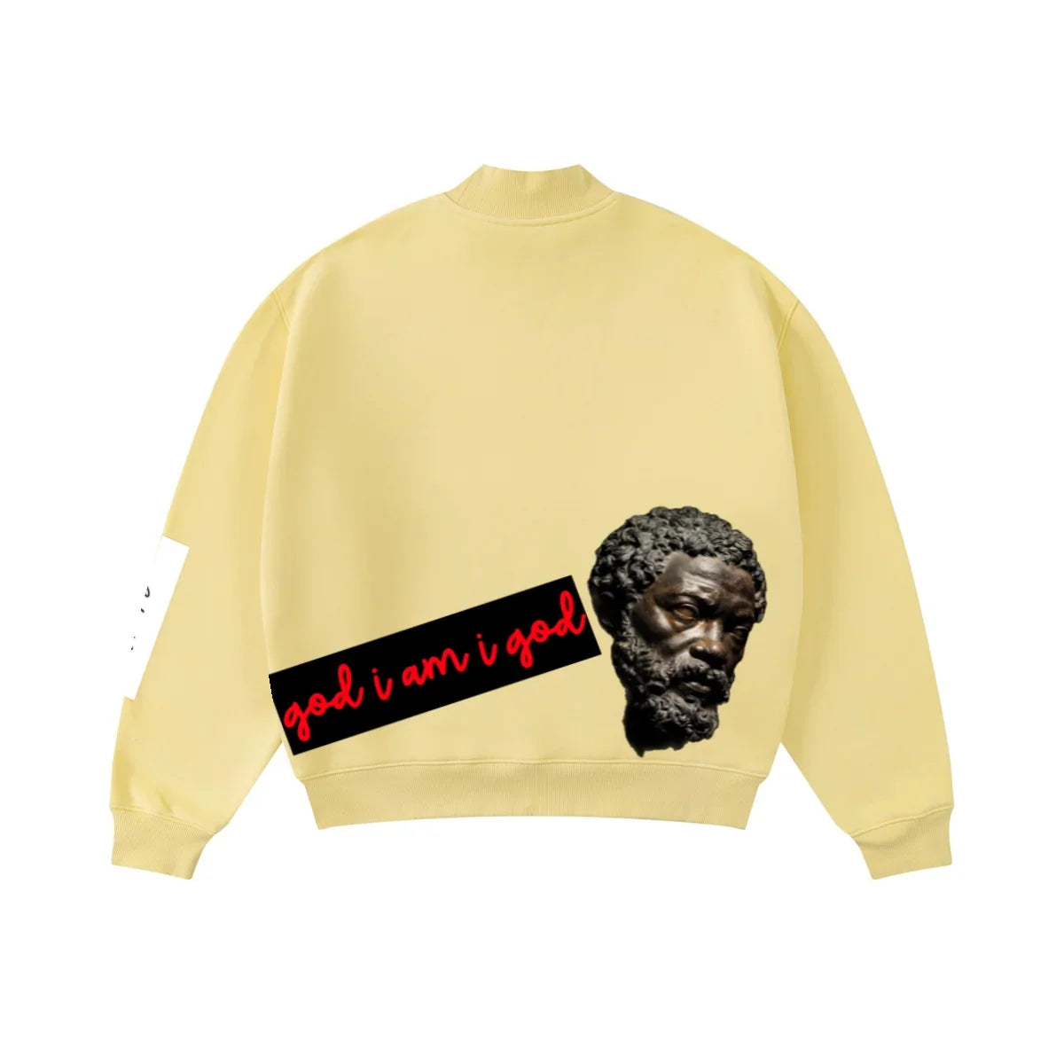 345GSM Men's Relaxed-Fit Fleece-Lined Mock-Neck Sweatshirt Light Yellow
