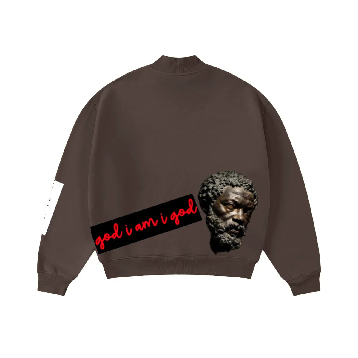 345GSM Men's Relaxed-Fit Fleece-Lined Mock-Neck Sweatshirt Brown