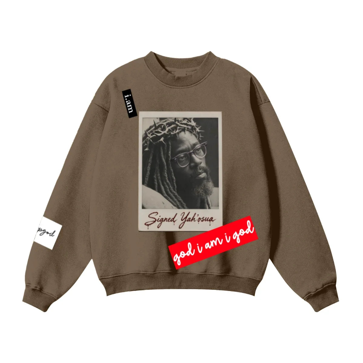 345GSM Women’s Solid-Color Crew Neck  Relaxed Fit Sweatshirt Buff Brown