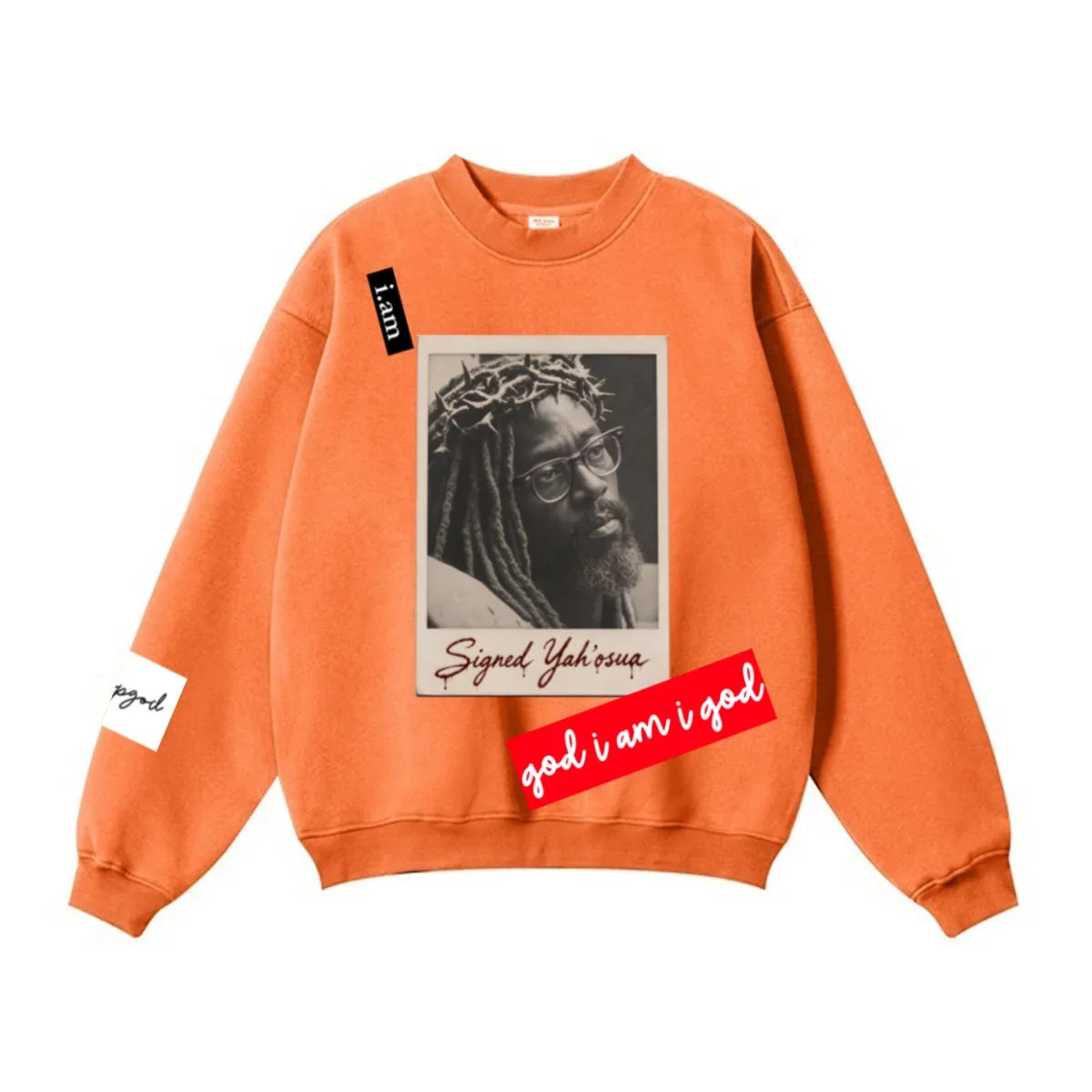 345GSM Women’s Solid-Color Crew Neck  Relaxed Fit Sweatshirt Orange
