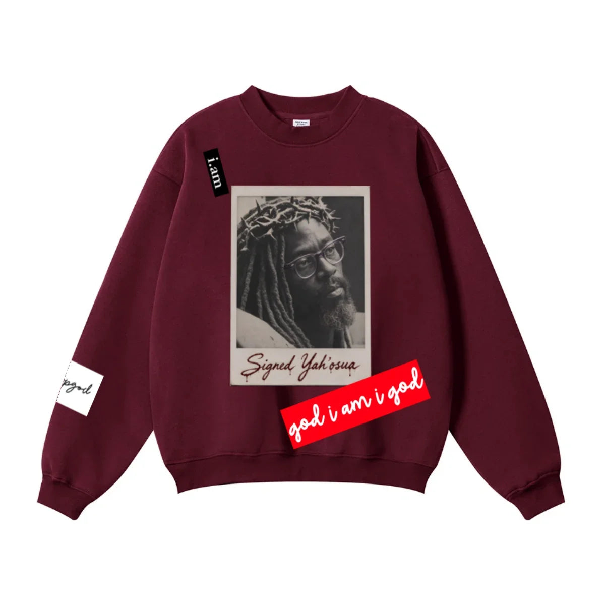 345GSM Women’s Solid-Color Crew Neck  Relaxed Fit Sweatshirt Deep Red