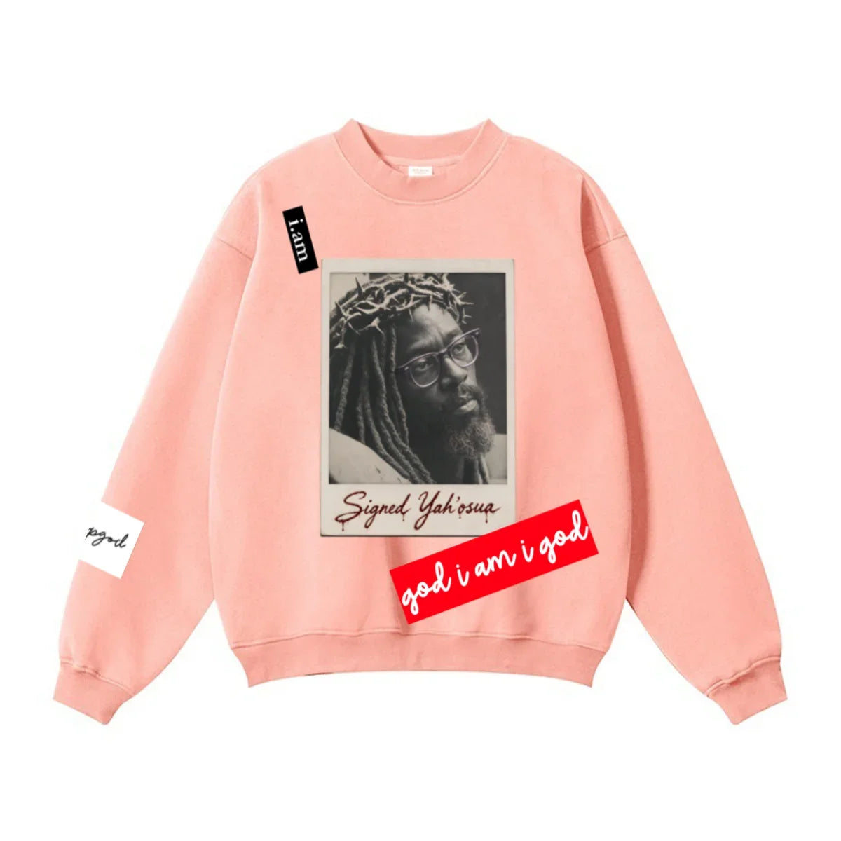 345GSM Women’s Solid-Color Crew Neck  Relaxed Fit Sweatshirt Pink