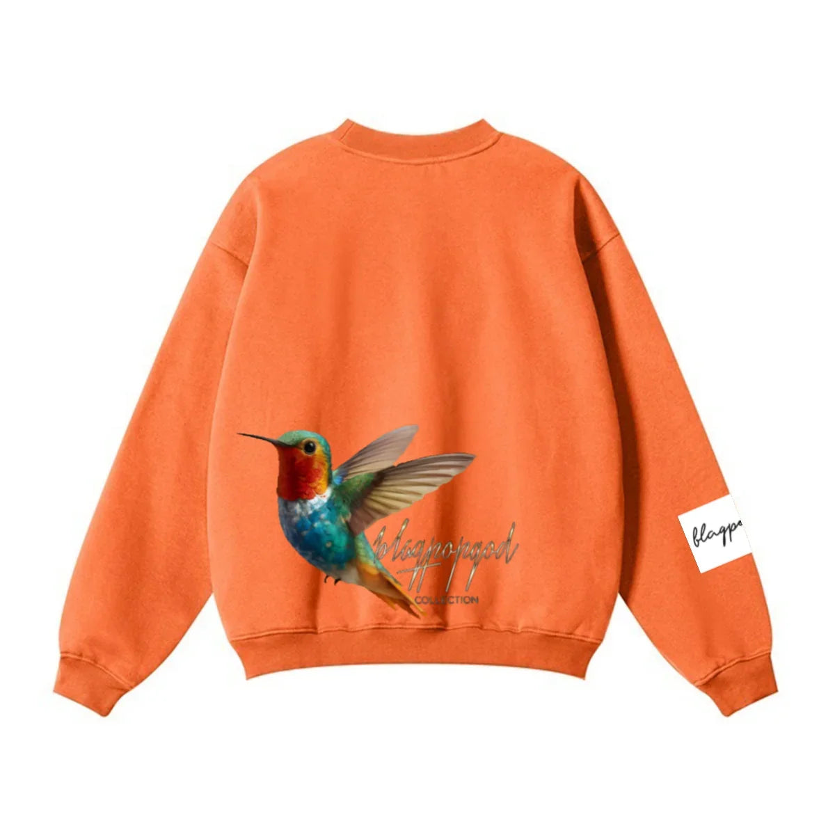 345GSM Women’s Solid-Color Crew Neck  Relaxed Fit Sweatshirt Orange