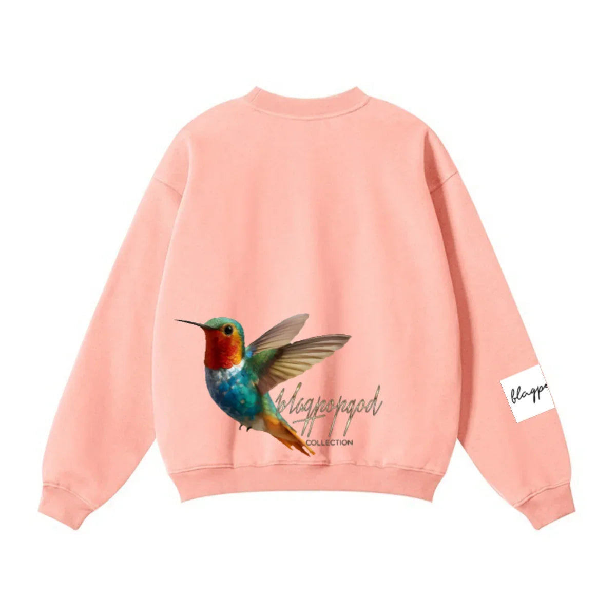 345GSM Women’s Solid-Color Crew Neck  Relaxed Fit Sweatshirt Pink
