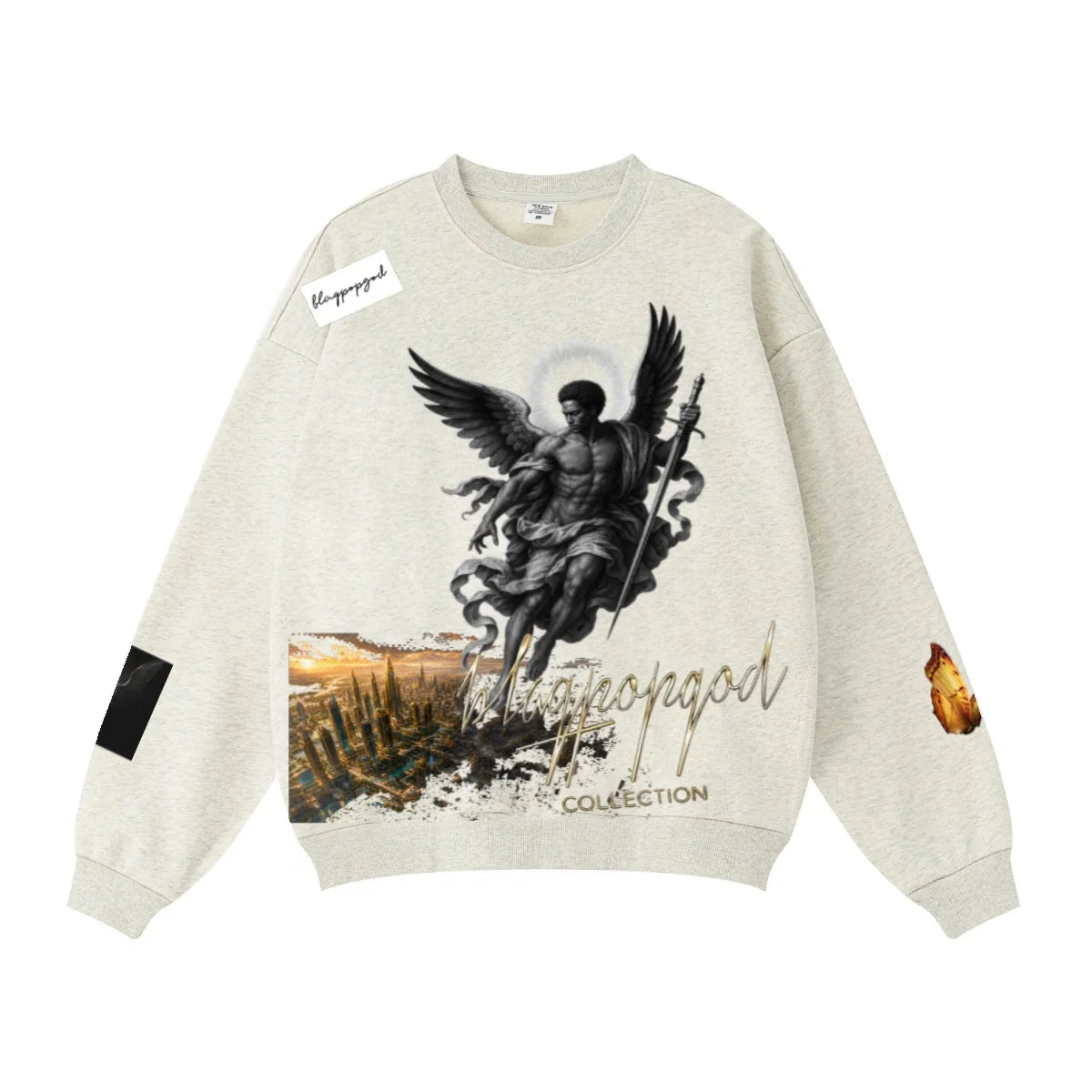 360GSM Unisex Solid-Color Loopback Crew Neck Sweatshirt Oatmeal