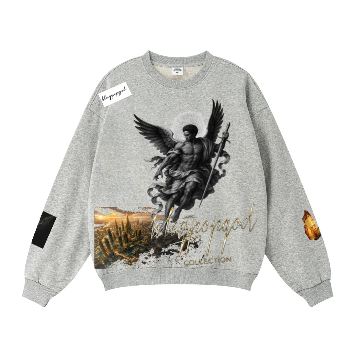 360GSM Unisex Solid-Color Loopback Crew Neck Sweatshirt Heather Gray