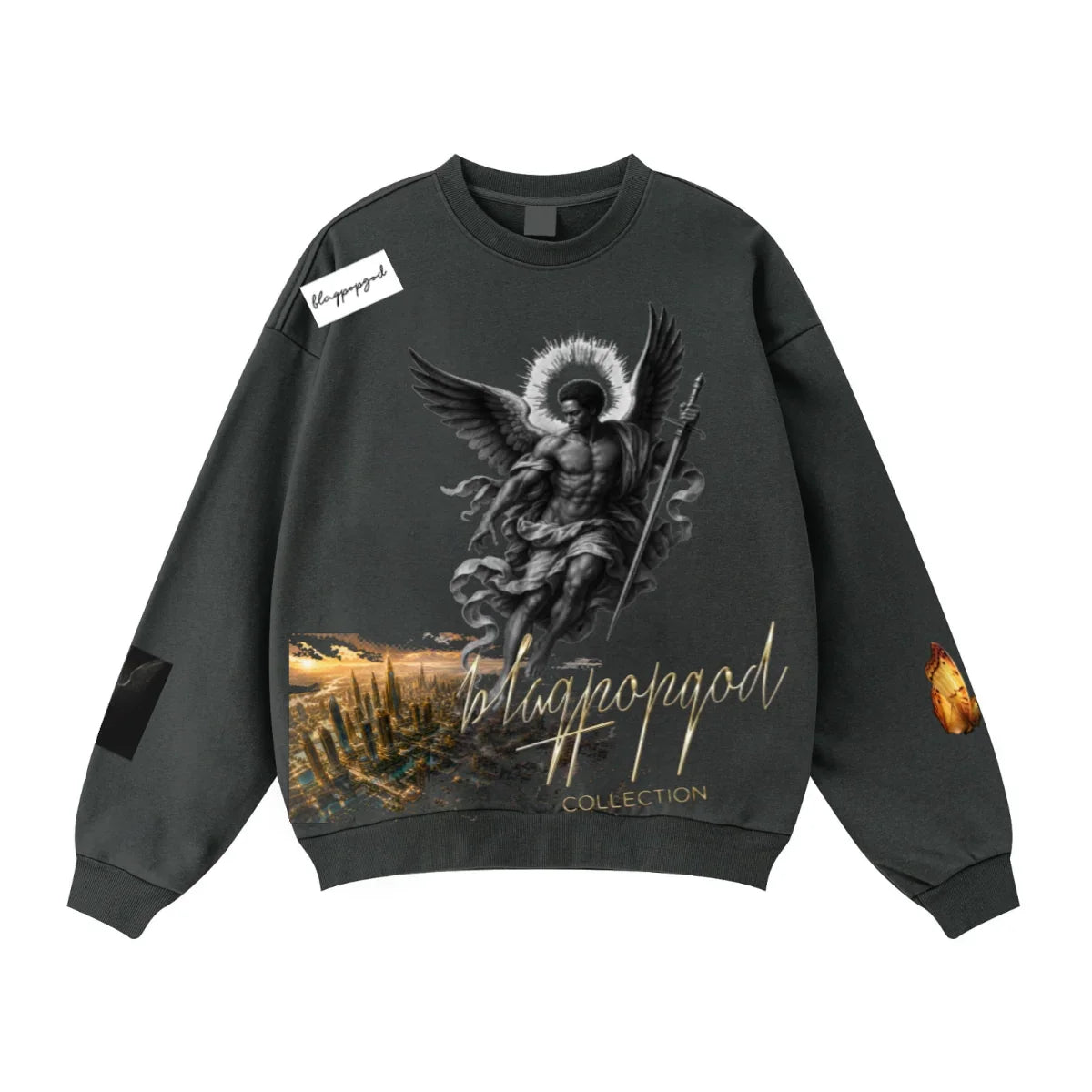 360GSM Unisex Solid-Color Loopback Crew Neck Sweatshirt Charcoal
