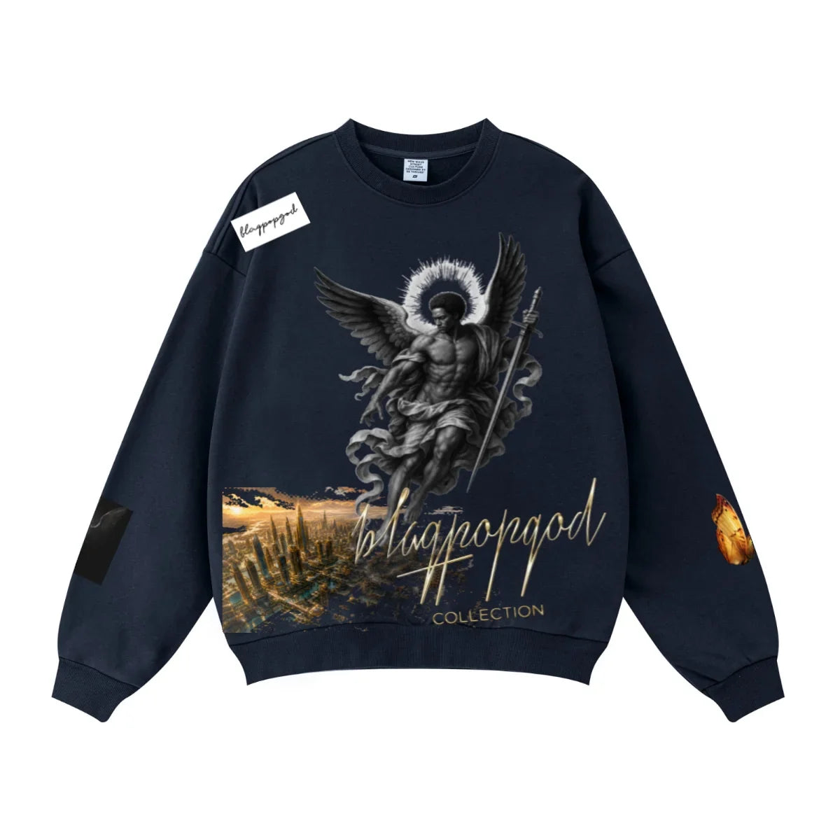 360GSM Unisex Solid-Color Loopback Crew Neck Sweatshirt Midnight Navy