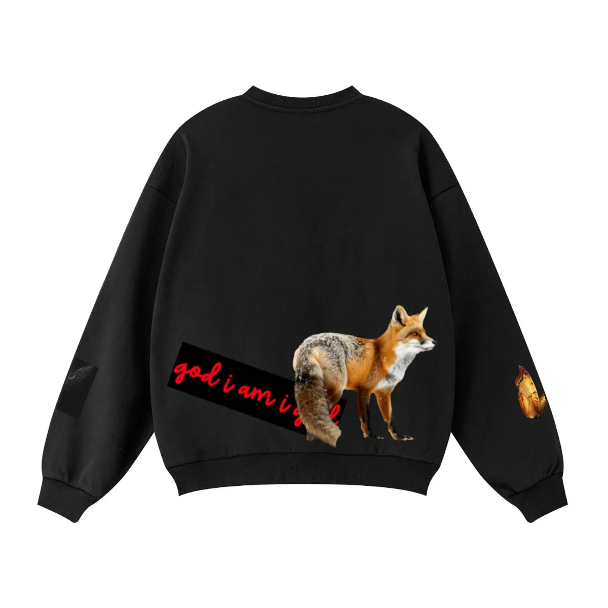 360GSM Unisex Solid-Color Loopback Crew Neck Sweatshirt Black