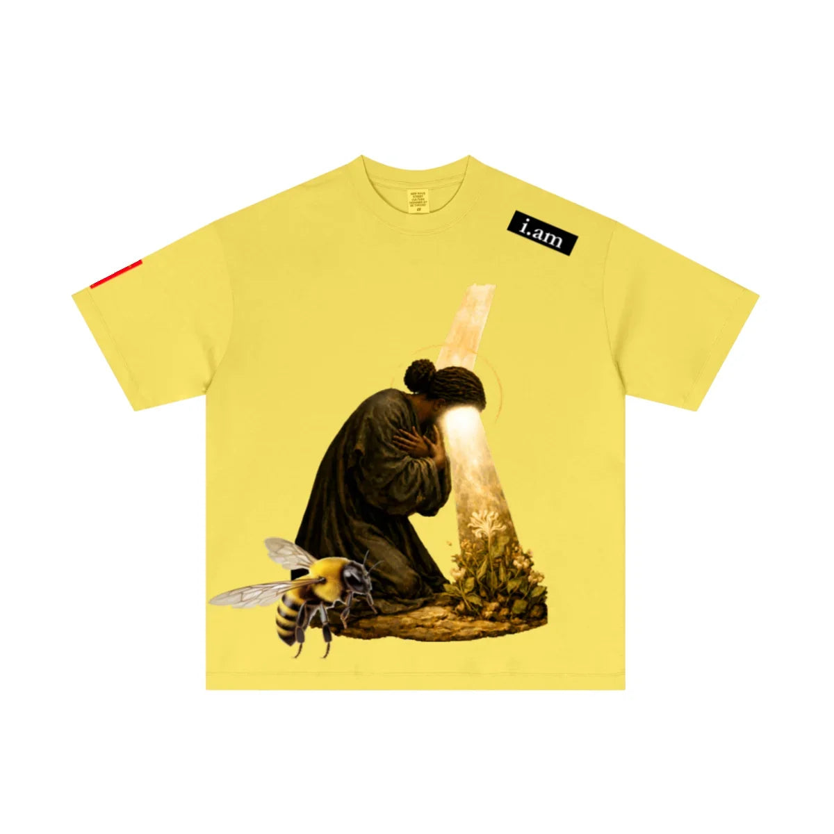 180GSM Men's Low-Shrink Lightweight Cotton T-Shirt Yellow