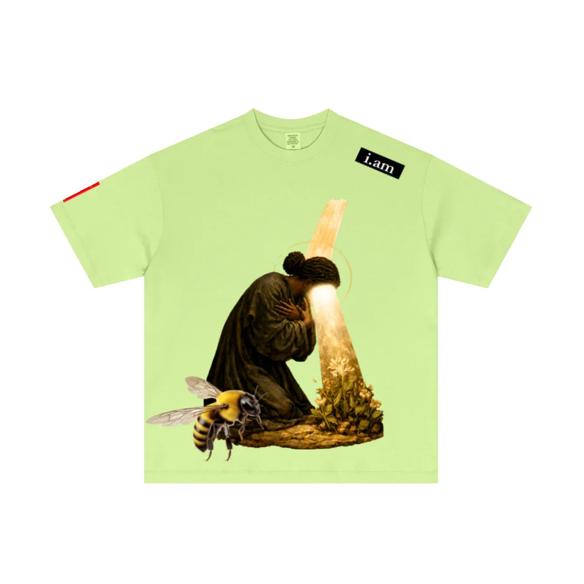 180GSM Men's Low-Shrink Lightweight Cotton T-Shirt Fluorescent green