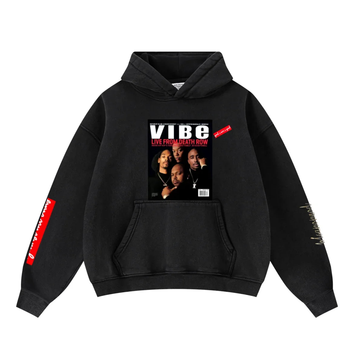 400GSM Unisex Washed Heavyweight Boxy-Fit Hoodie Vintage Black