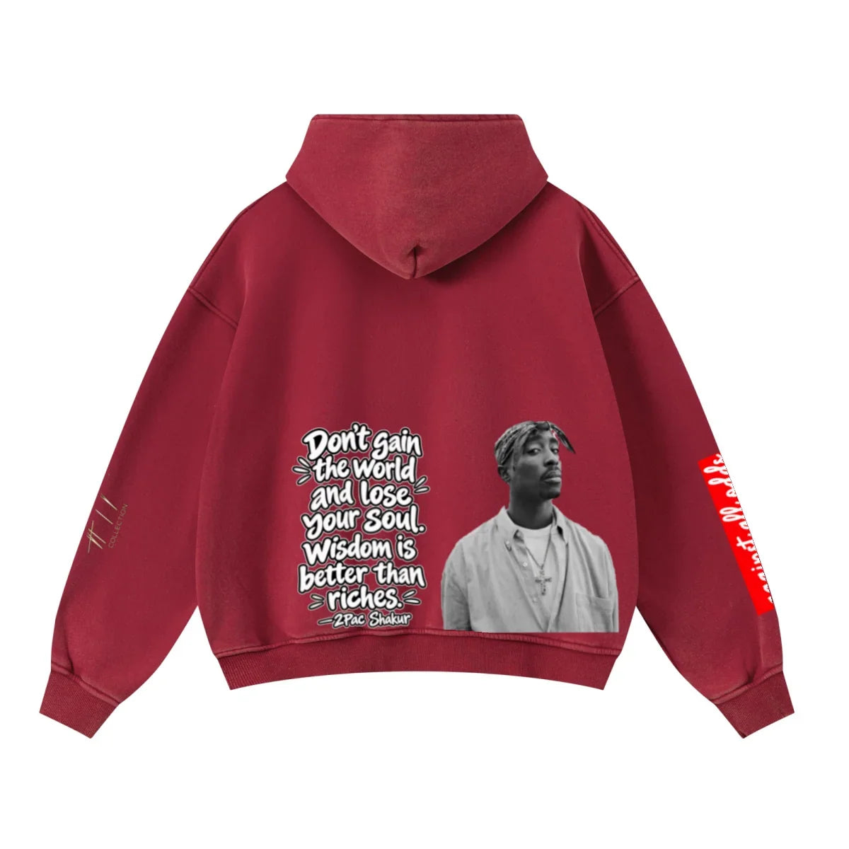 400GSM Unisex Washed Heavyweight Boxy-Fit Hoodie Vintage Red