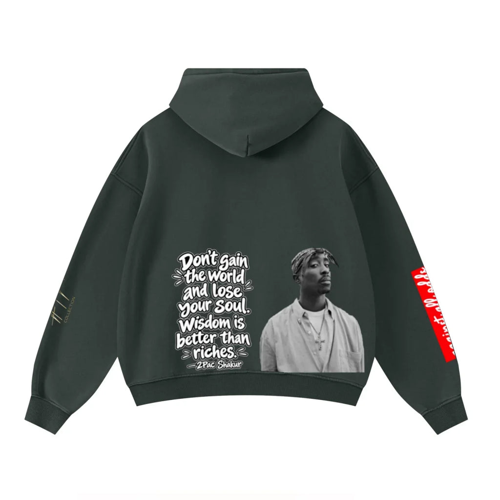 All Odds Washed Heavyweight Hoodie — Green — view 2