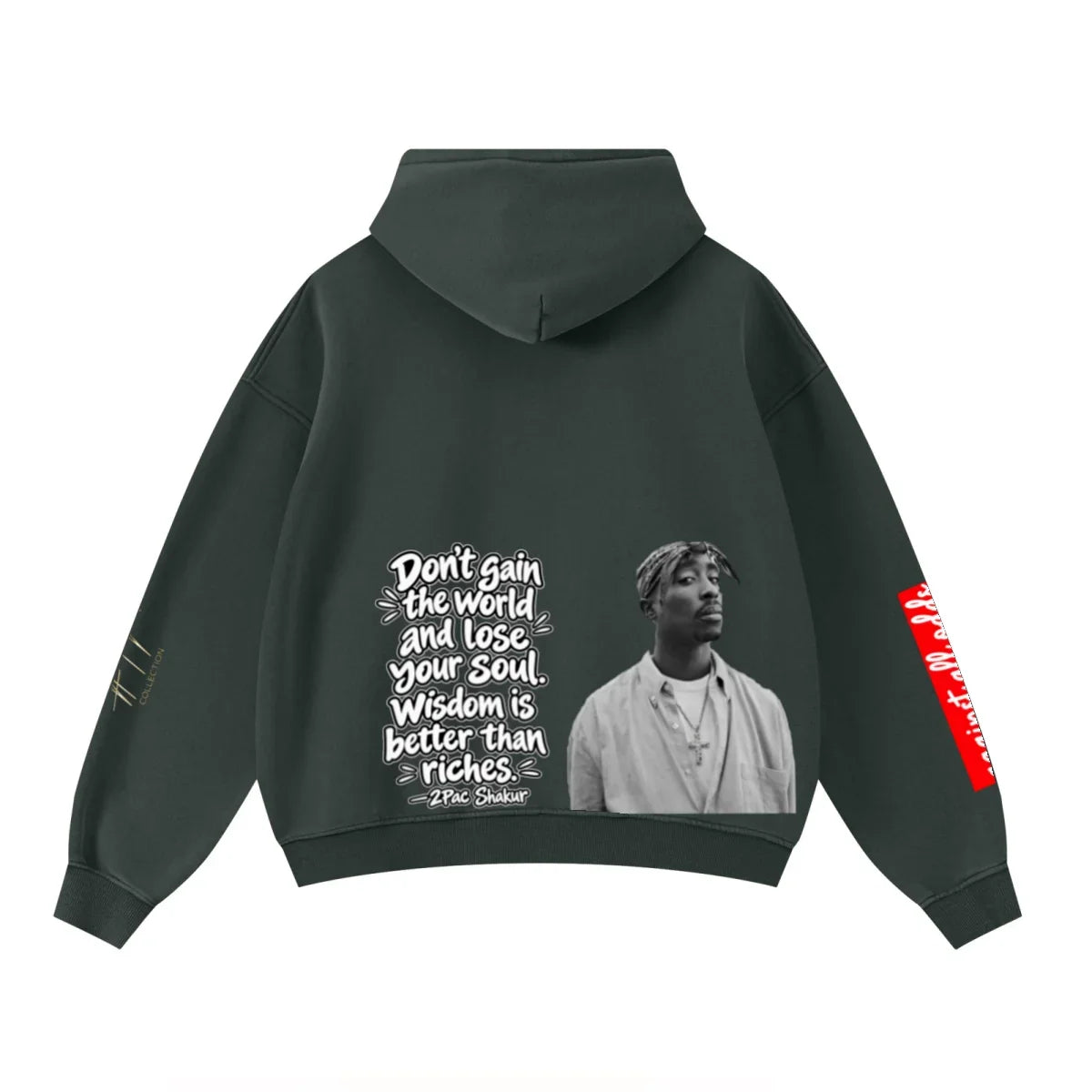 400GSM Unisex Washed Heavyweight Boxy-Fit Hoodie Vintage Moss Green