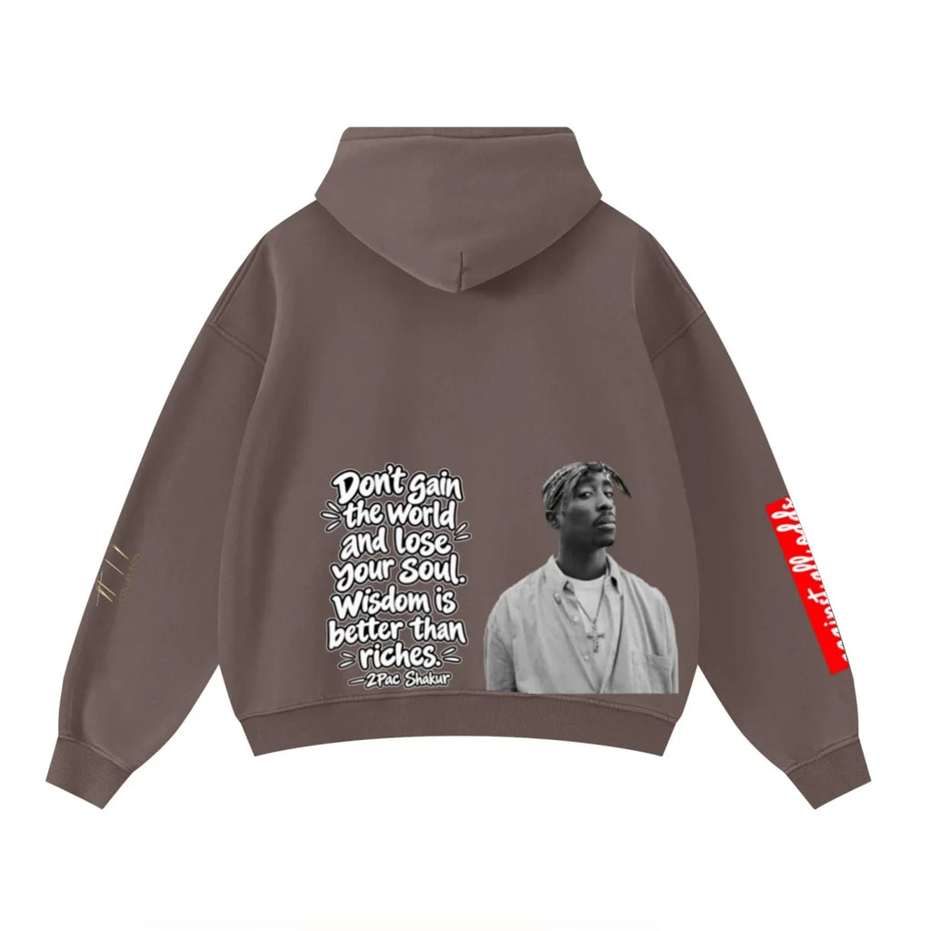 All Odds Washed Heavyweight Hoodie — Brown — view 2