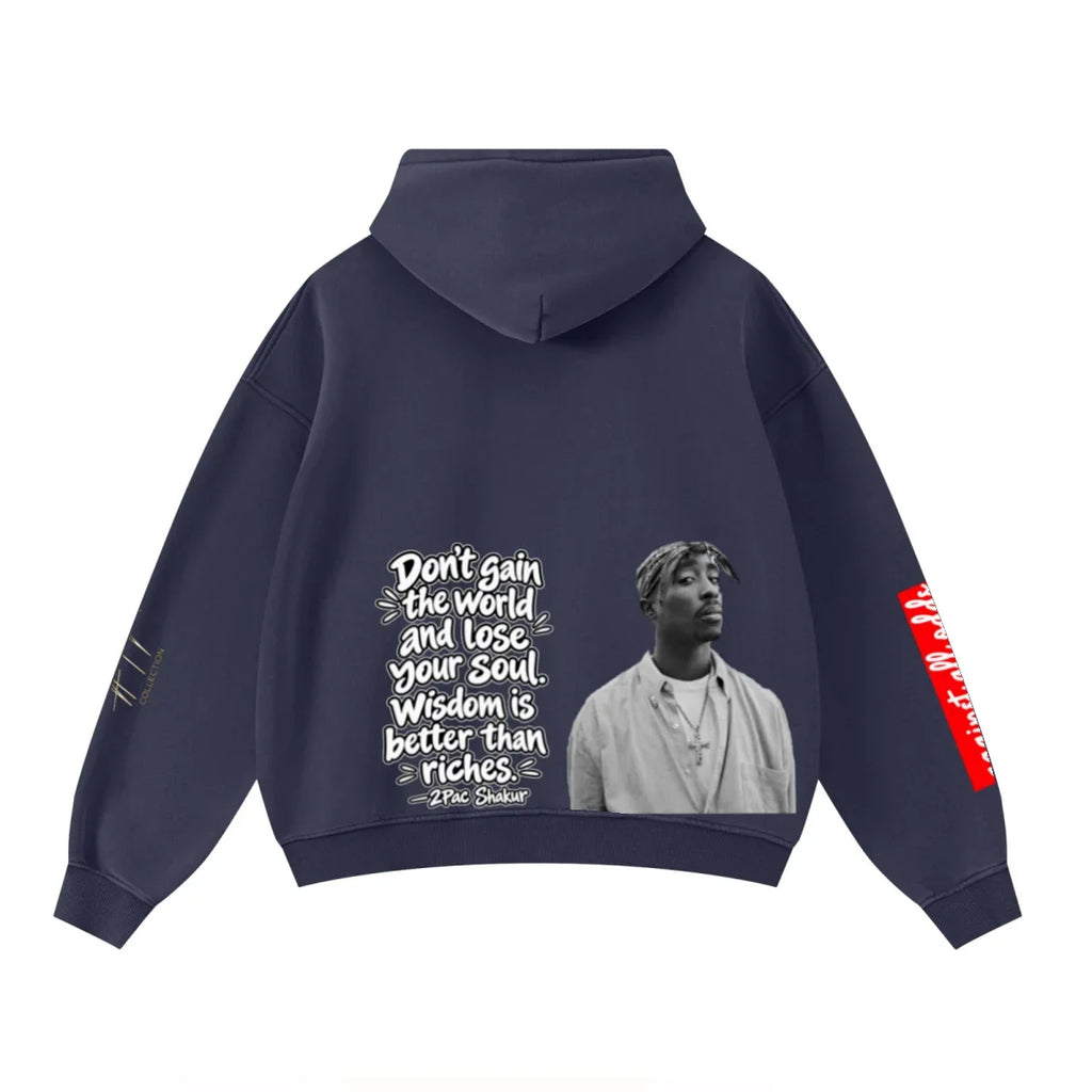 All Odds Washed Heavyweight Hoodie — Blue — view 2