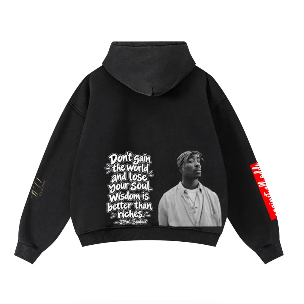 All Odds Washed Heavyweight Hoodie — Vintage Black — view 2