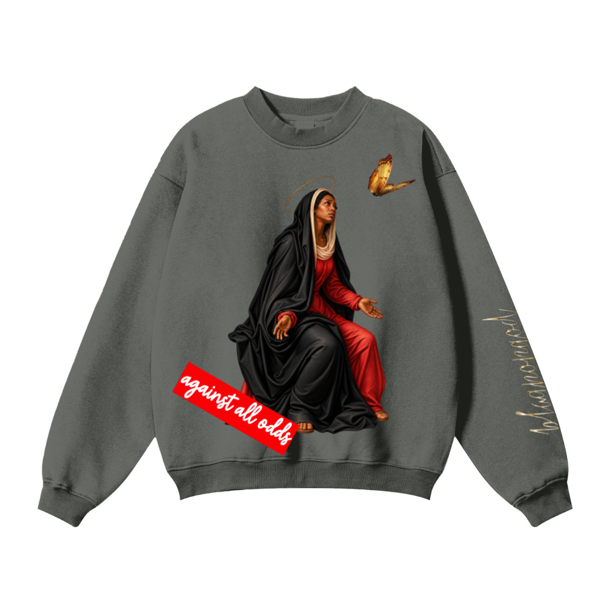 345GSM Women’s Solid-Color Crew Neck  Relaxed Fit Sweatshirt Gray