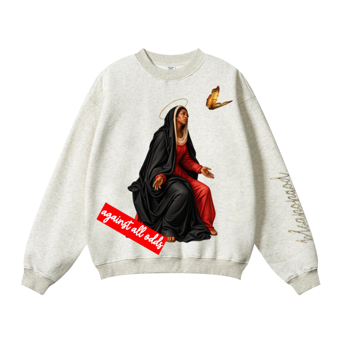 345GSM Women’s Solid-Color Crew Neck  Relaxed Fit Sweatshirt Wheat Ash