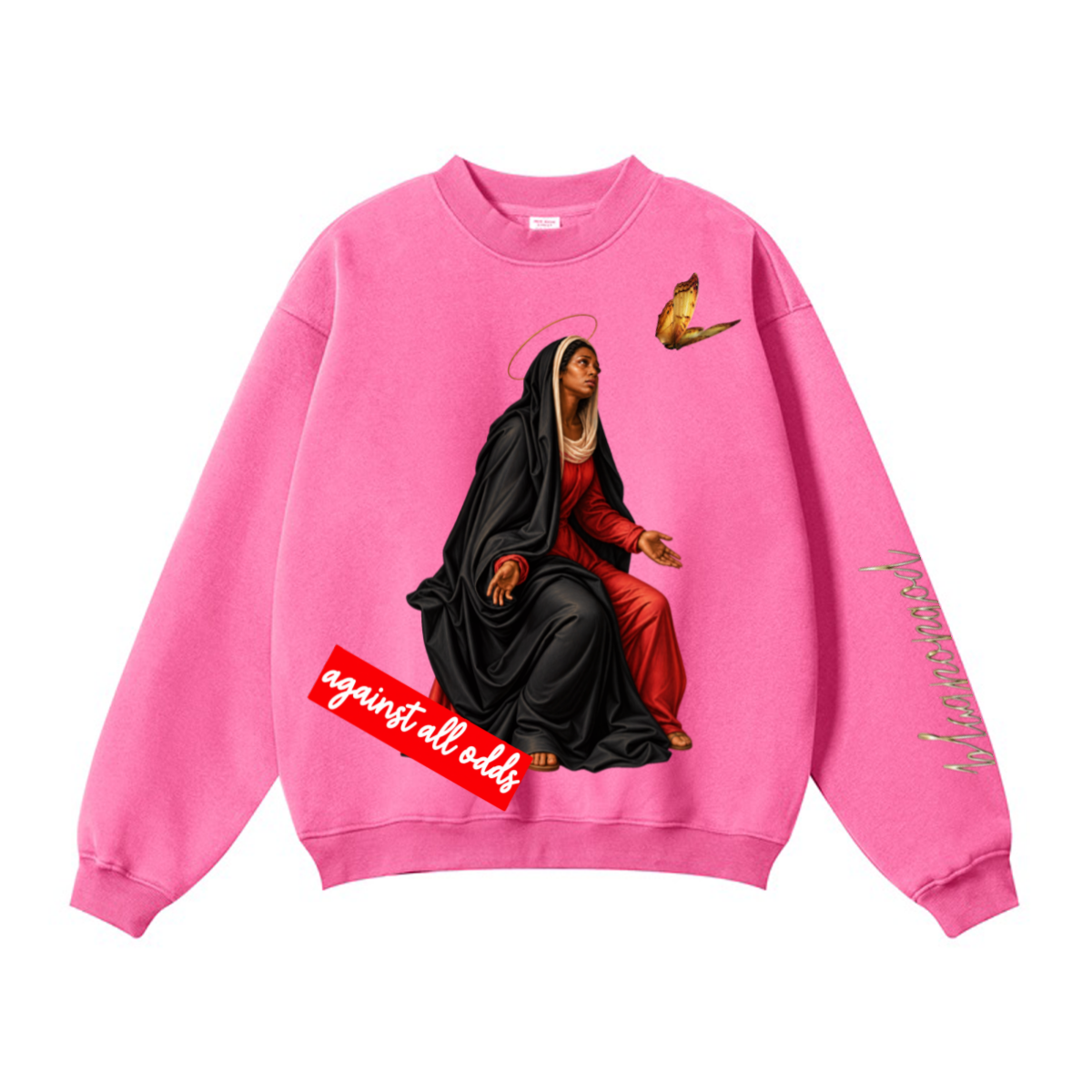 345GSM Women’s Solid-Color Crew Neck  Relaxed Fit Sweatshirt Dusty Pink