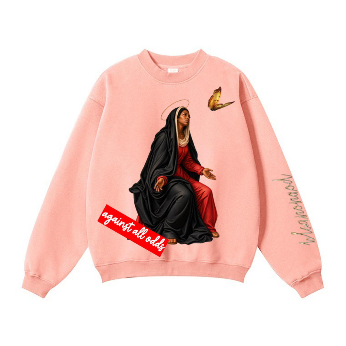 345GSM Women’s Solid-Color Crew Neck  Relaxed Fit Sweatshirt Pink