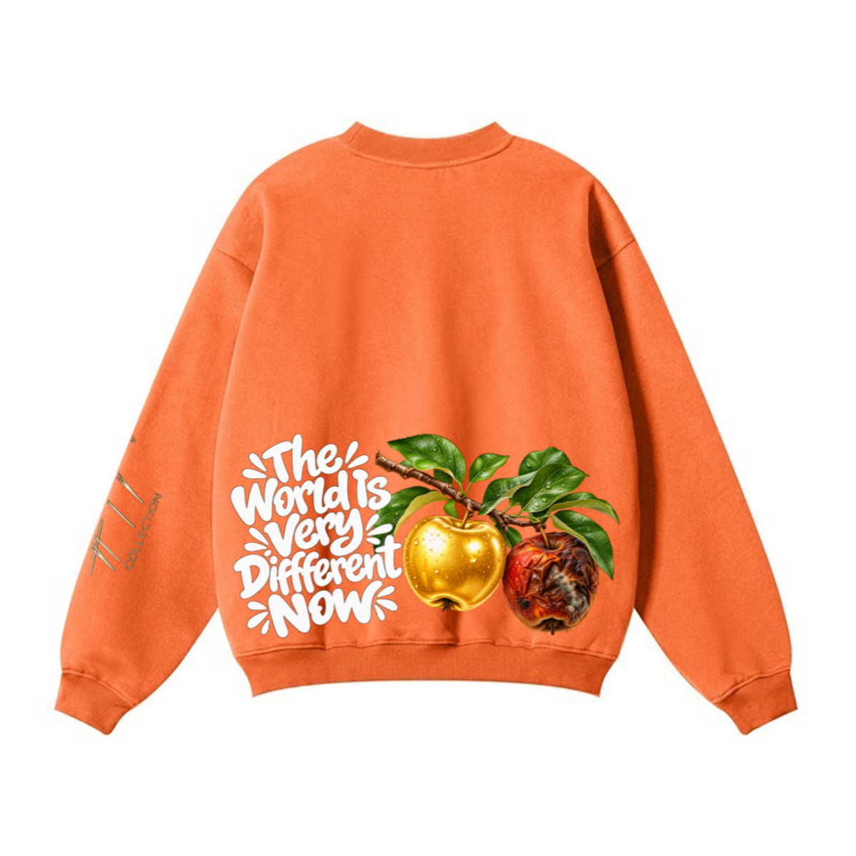 345GSM Women’s Solid-Color Crew Neck  Relaxed Fit Sweatshirt Orange