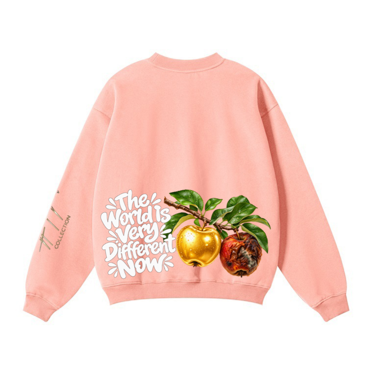 345GSM Women’s Solid-Color Crew Neck  Relaxed Fit Sweatshirt Pink