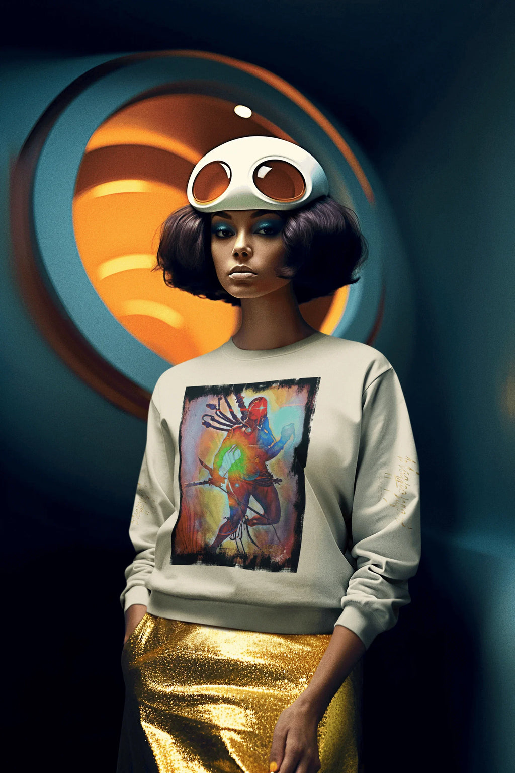 Art Designed Tribal Heavy Crewneck Sweatshirt Collection Stylish Streetwear 100% combed cotton (Cream)