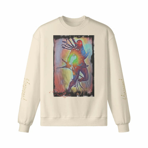 Art Designed Tribal Heavy Crewneck Sweatshirt Collection Stylish Streetwear 100% combed cotton (Cream)