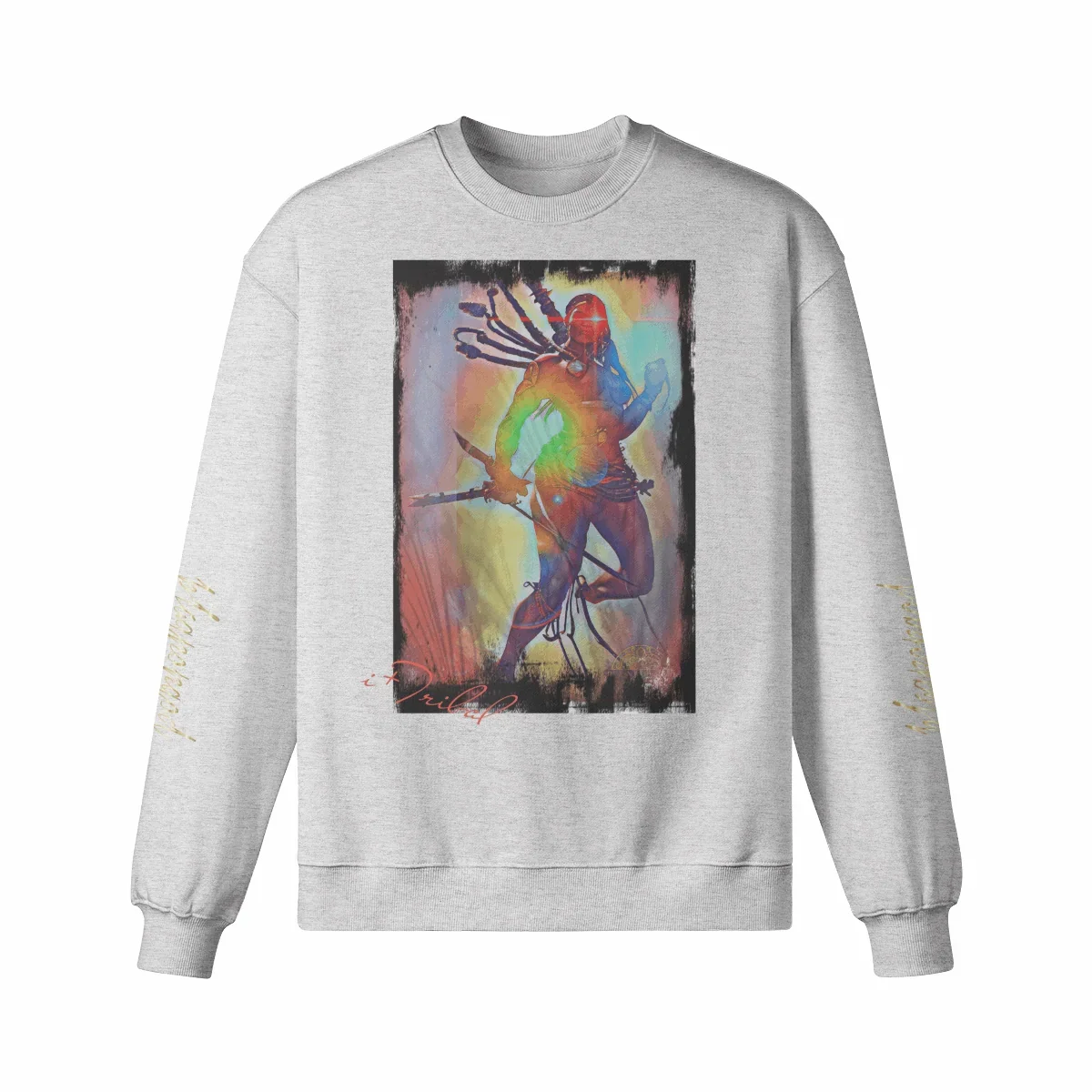 Art Designed Tribal Heavy Crewneck Sweatshirt Collection Stylish Streetwear 100% combed cotton (Cream)